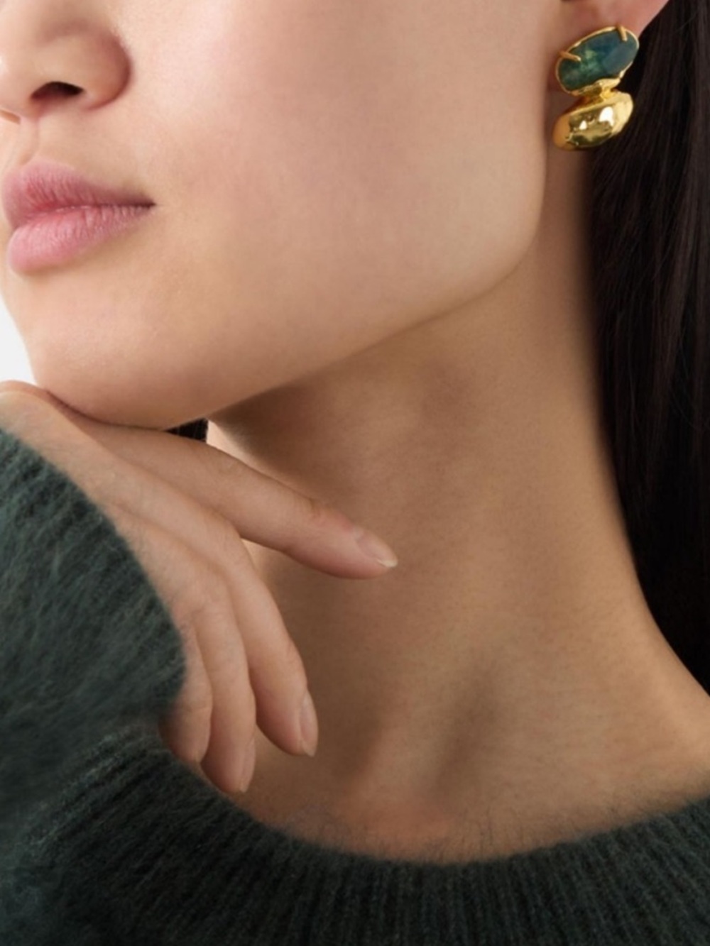 Alexis Bittar Brut Moss Agate Mismatch Earrings - Picture 4 of 5